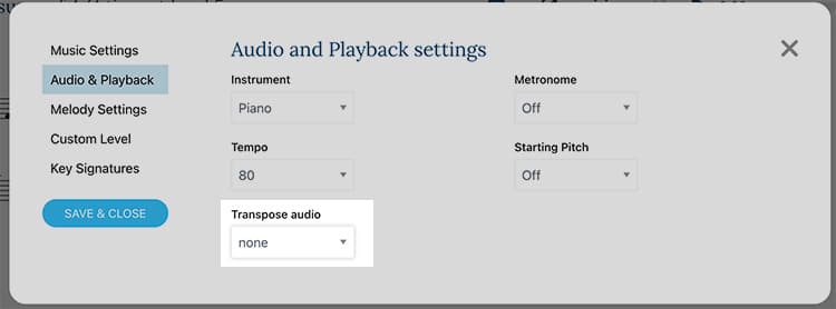 Transpose audio